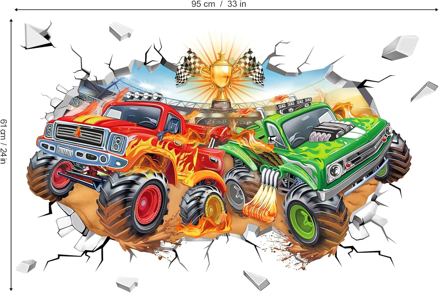 Epic 3D Racing Car Wall Stickers - Peel and Stick Decals for Boys' Rooms, Kids' Bedrooms, and Playrooms