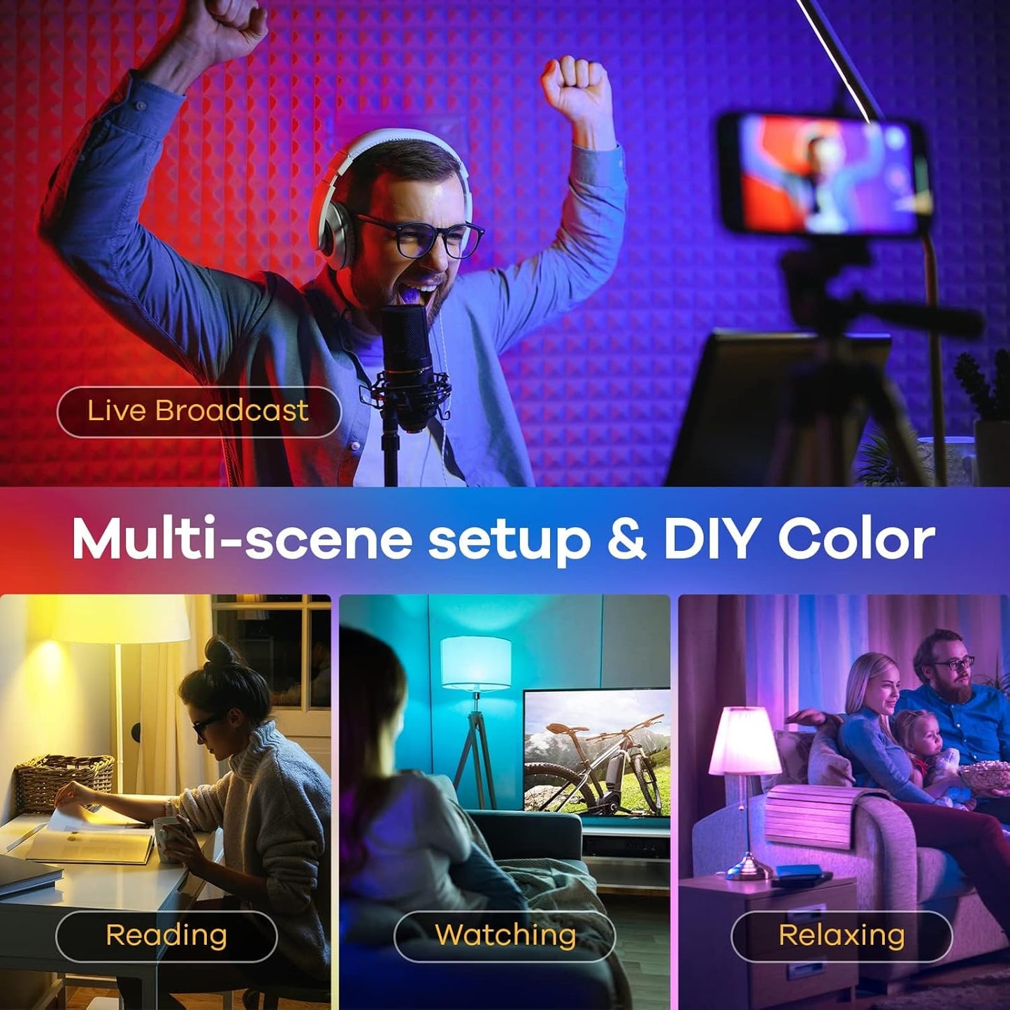 Smart Matter LED Light Bulbs - 4 Pack, Color Changing A19 E26, Works with Apple Home, Alexa, Google Home, Music Sync, 800LM, 2.4GHz WiFi