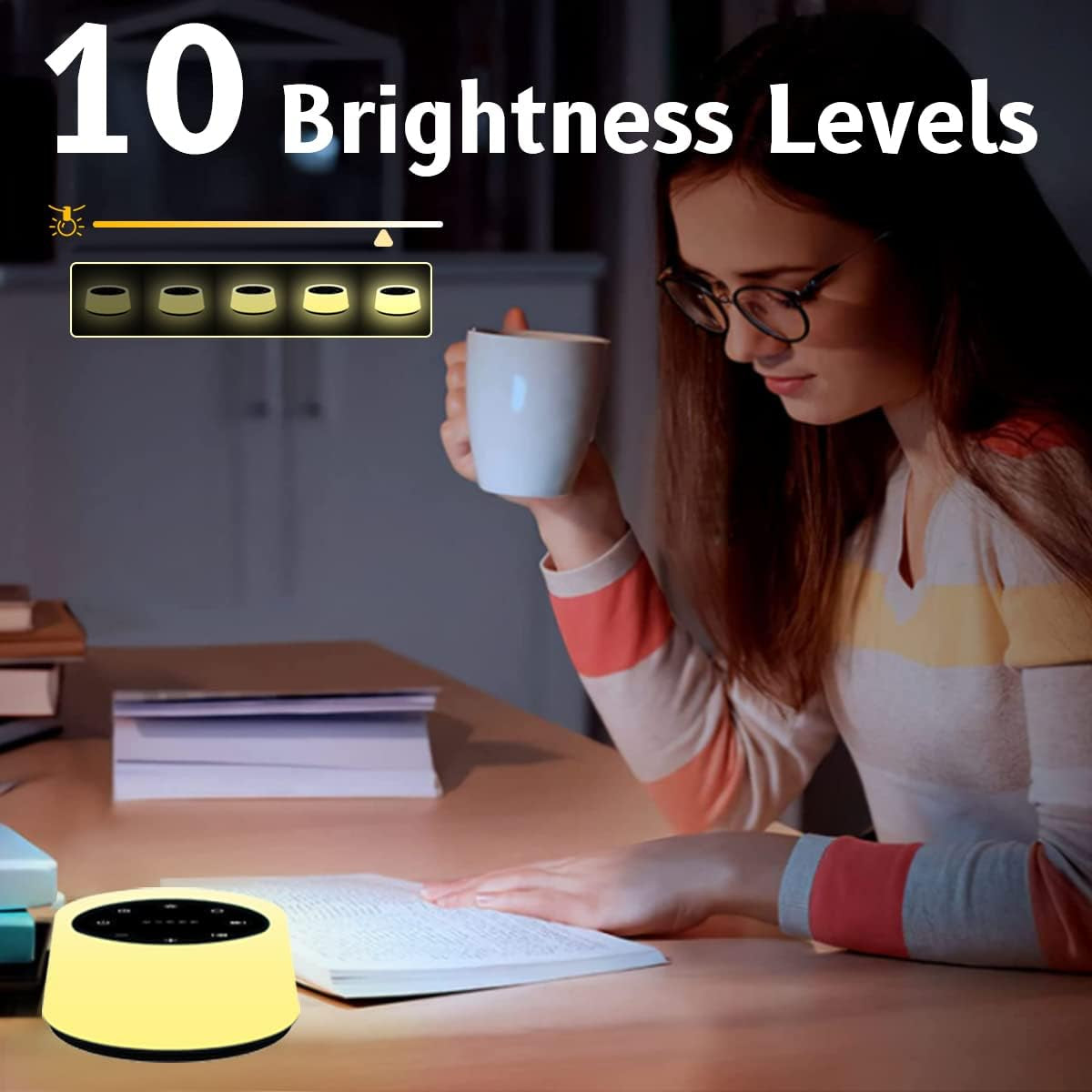 Soothing Sound Machine & Night Light: 30 Relaxing Sounds, 12 Color Options, Memory Function for Peaceful Sleep