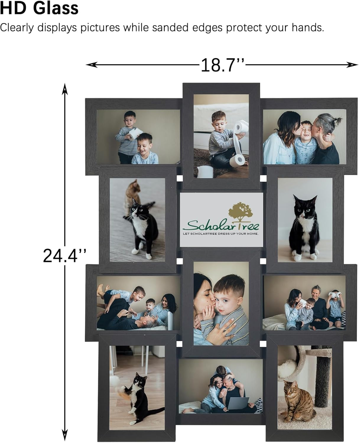 Stylish Black Collage Picture Frame for 12 Photos - Perfect for 4x6 Inch Memories!
