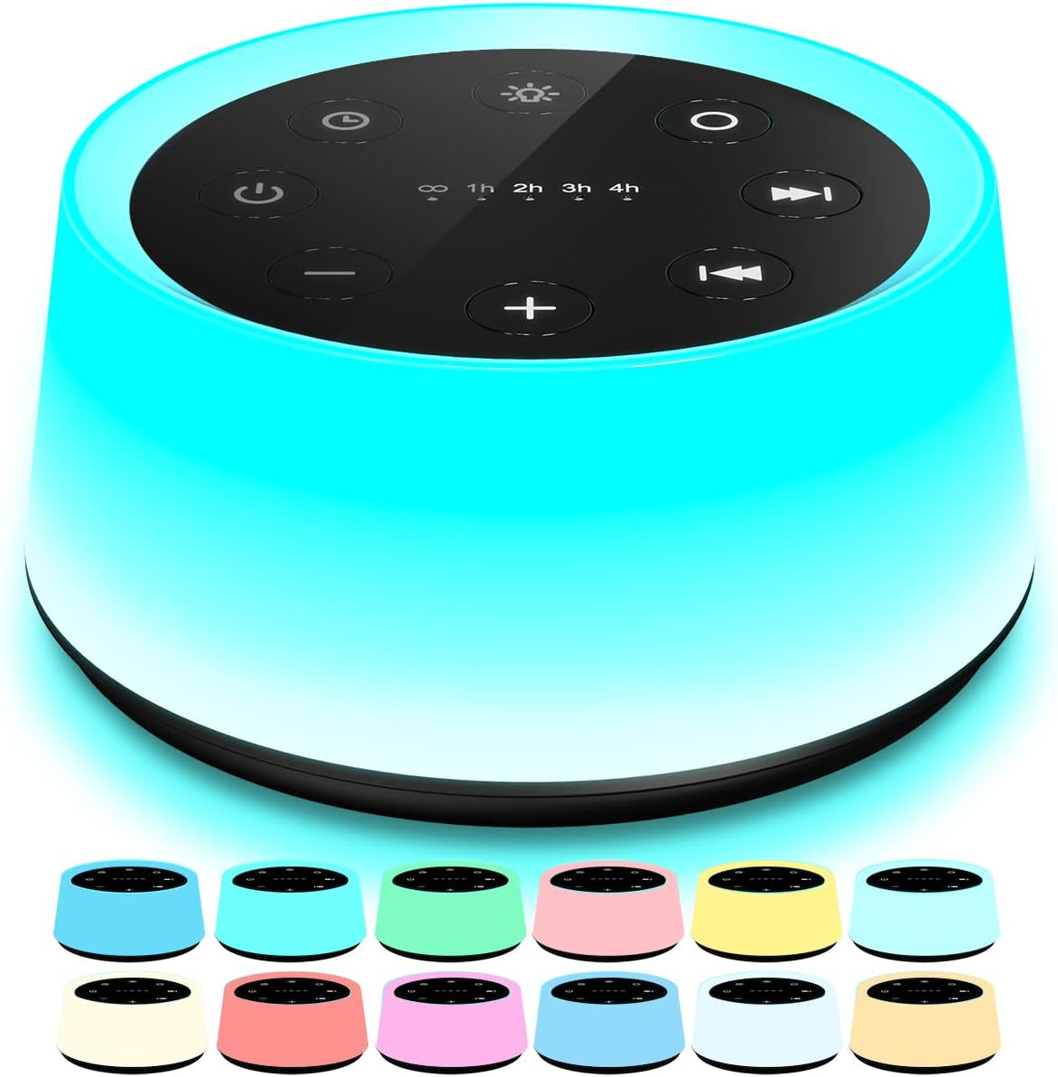 Soothing Sound Machine & Night Light: 30 Relaxing Sounds, 12 Color Options, Memory Function for Peaceful Sleep
