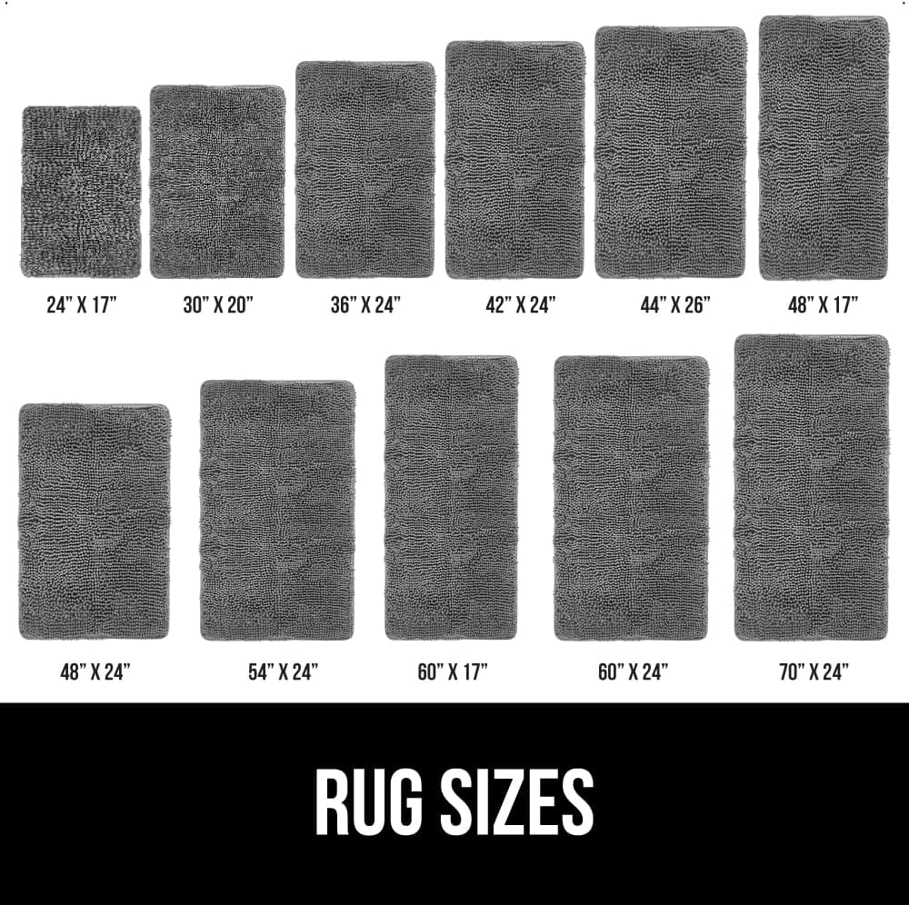 Chenille Bath Mat with Rubber Backing, 51x76 cm, Quick-Dry and Machine Washable, Soft Absorbent Rug for Shower and Tub Floors, Grey Bathroom Accessory