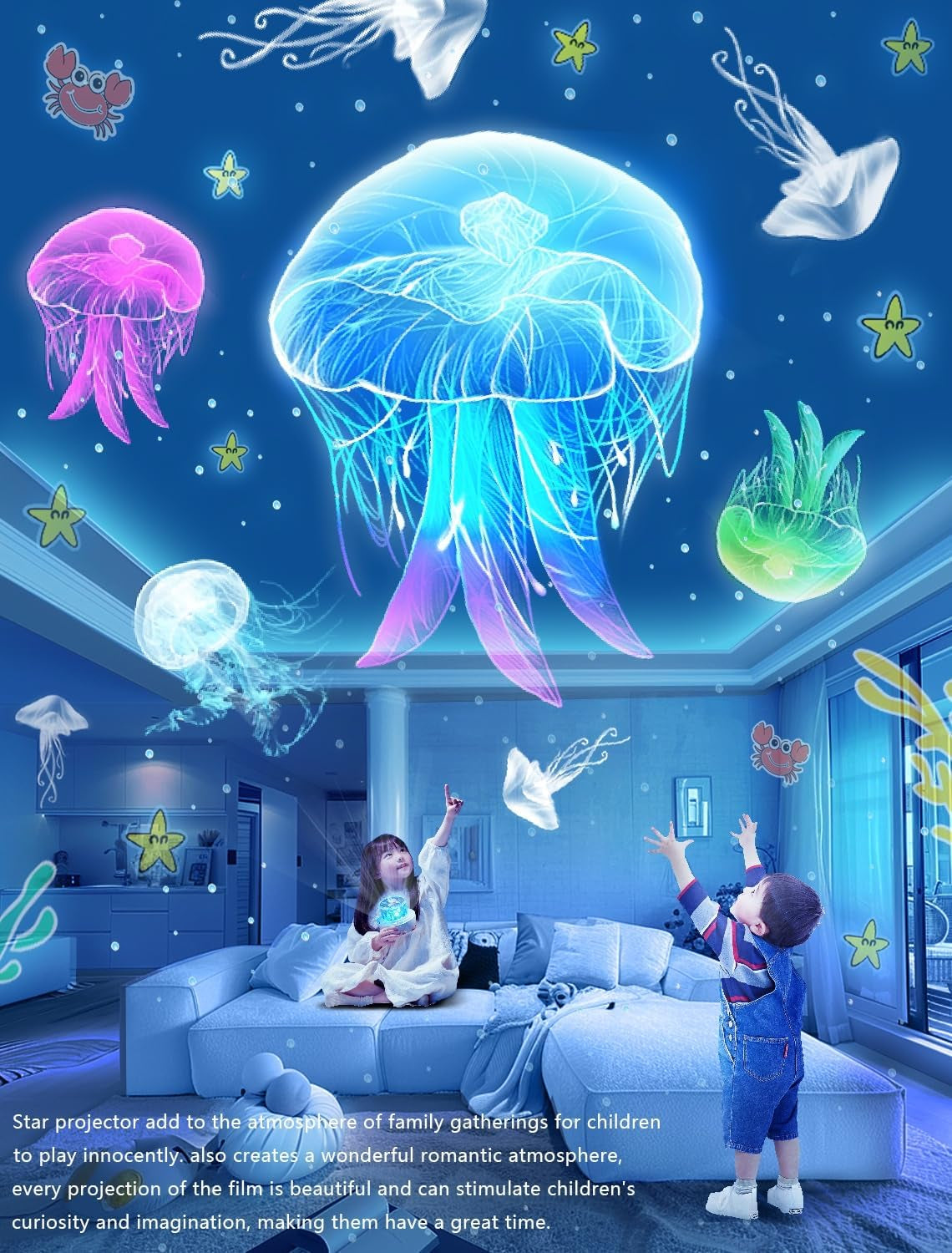 21 Magical Film Sets - 360° Star Galaxy Projector Night Light for Kids' Bedrooms, Perfect for Birthdays, Christmas, and Nursery Decor