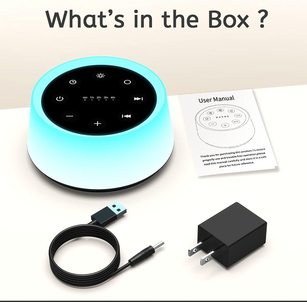 Soothing Sound Machine & Night Light: 30 Relaxing Sounds, 12 Color Options, Memory Function for Peaceful Sleep