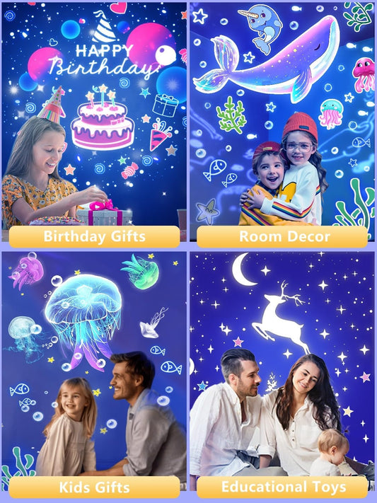 21 Magical Film Sets - 360° Star Galaxy Projector Night Light for Kids' Bedrooms, Perfect for Birthdays, Christmas, and Nursery Decor