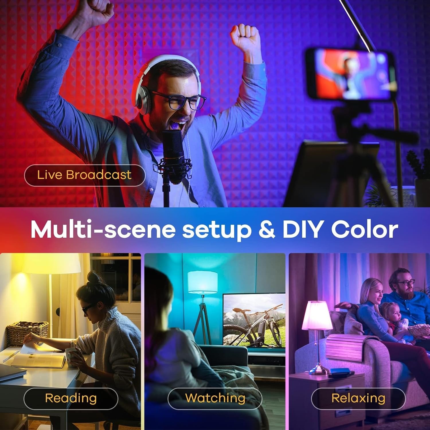 Smart Matter LED Light Bulbs - 4 Pack, Color Changing A19 E26, Works with Apple Home, Alexa, Google Home, Music Sync, 800LM, 2.4GHz WiFi