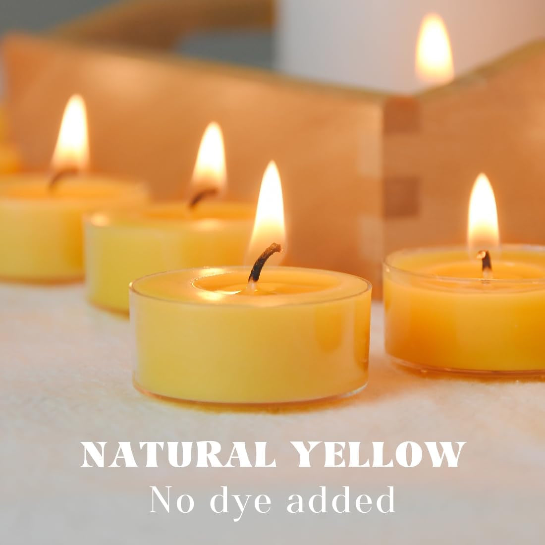 12 Pcs Organic Beeswax Tealight Candles - Honey Scented, Smokeless & Clean Burning