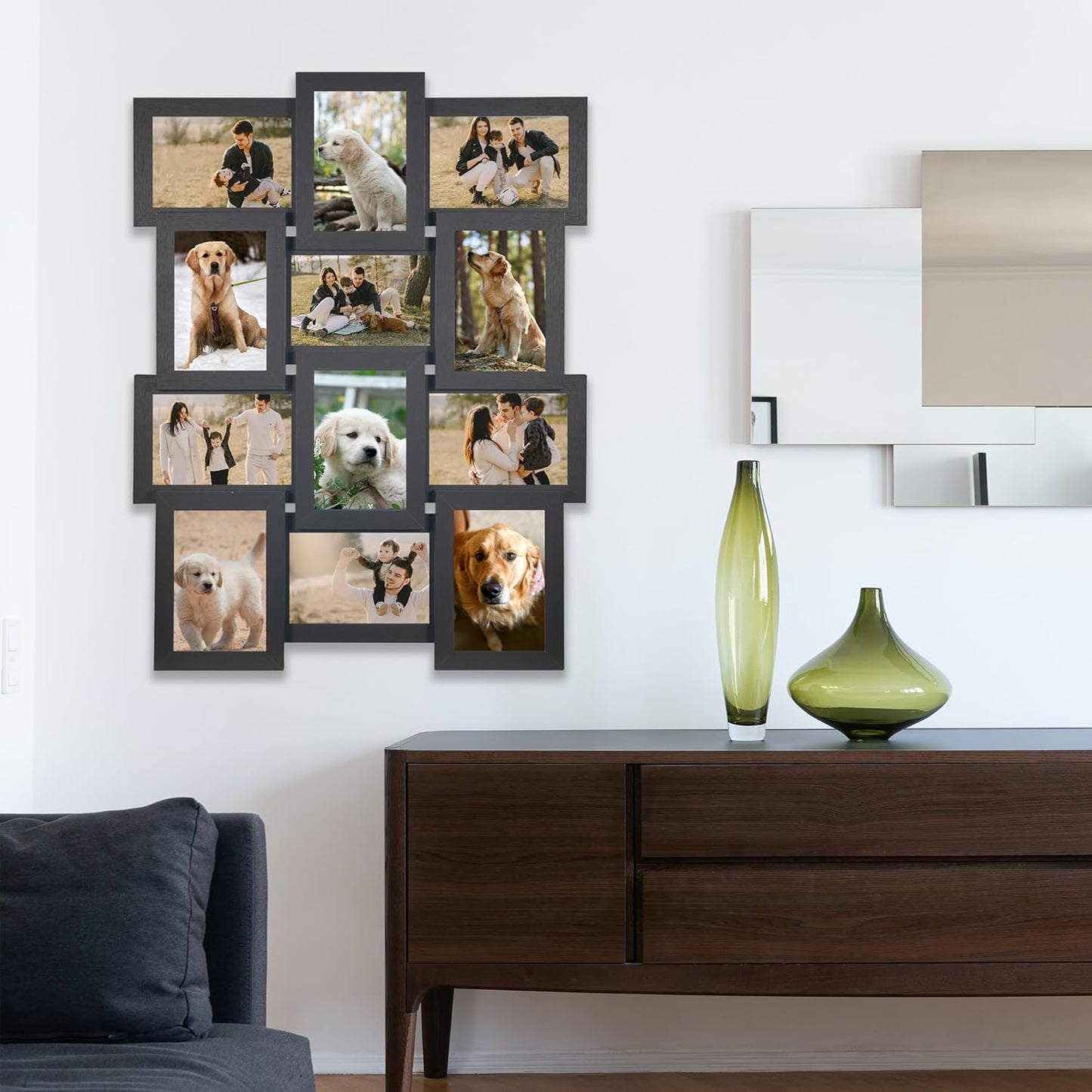 Stylish Black Collage Picture Frame for 12 Photos - Perfect for 4x6 Inch Memories!