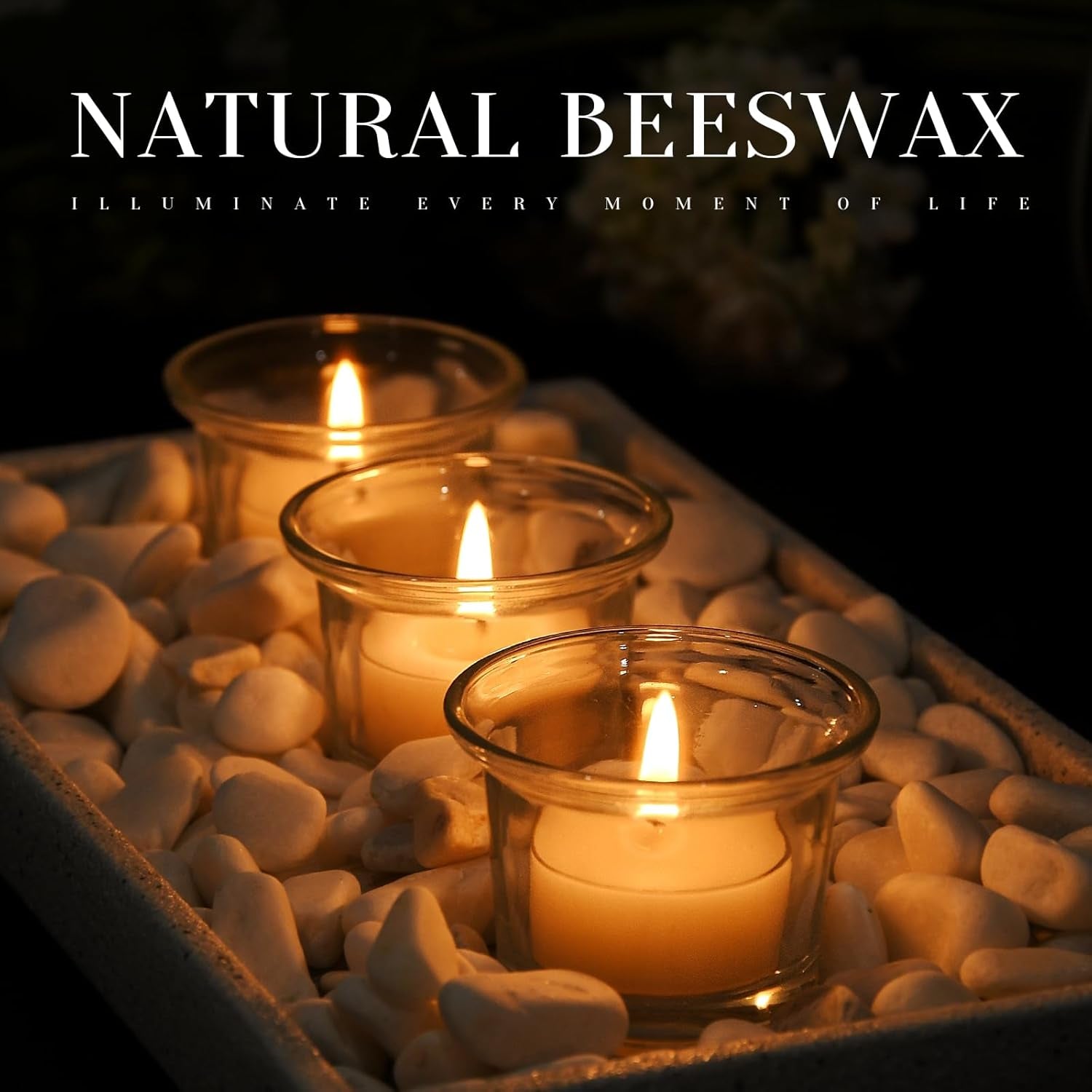 12 Pcs Organic Beeswax Tealight Candles - Honey Scented, Smokeless & Clean Burning