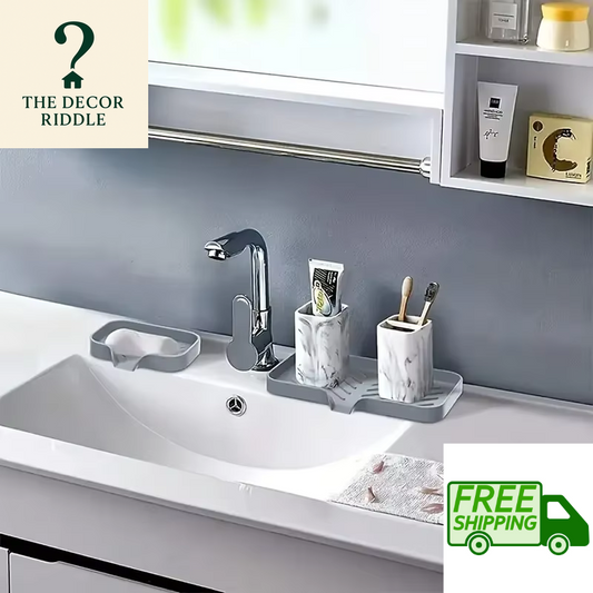 Transform Your Kitchen with the Ultimate Silicone Faucet Mat – A 5-in-1 Splash Guard, Soap Dispenser Holder, and Drying Pad!