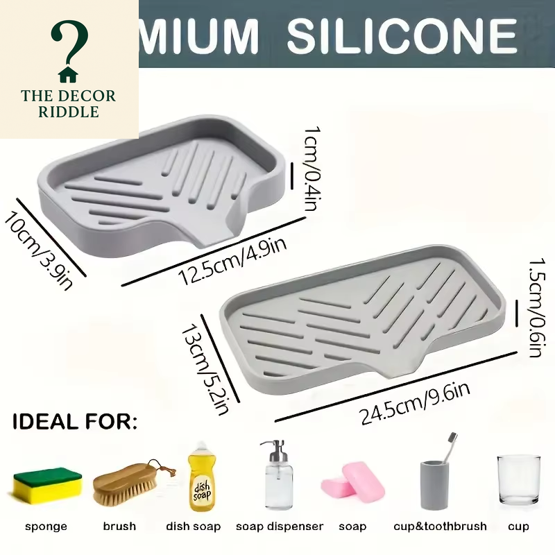 Silicone Faucet Mat for Kitchen Sink – Sink Splash Guard Tray, Soap Dispenser Holder, Sponge Drain Pad, Drying Mat & Countertop Organizer
